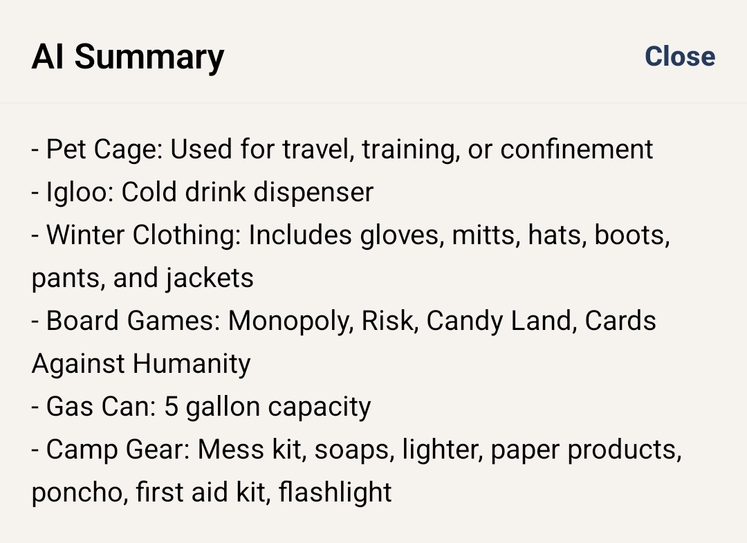 AI summary for Garage gallery